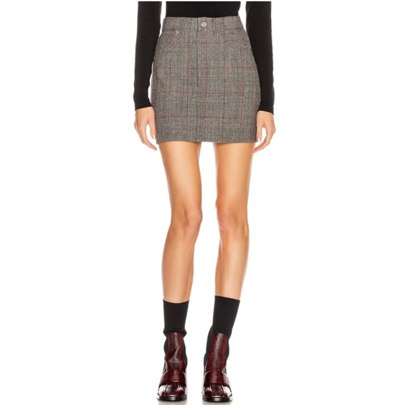 Helmut Lang Femme Hi Mini Skirt Prince of Wales Plaid Wool Italy Sz 27 $575 NWOT - Picture 1 of 15